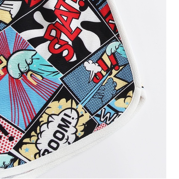 Pop Art Comic Graphic Tie Front Dolphin Shorts - Picture 6 of 7